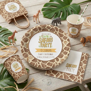 Cute Giraffe Safari Jungle Kids Birthday Party Paper Plate