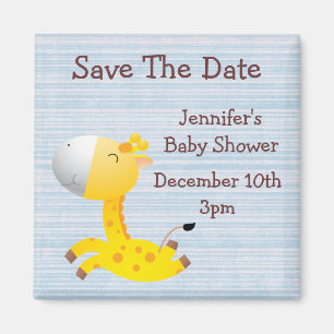 Cute Giraffe Save The Date Baby Shower Magnet