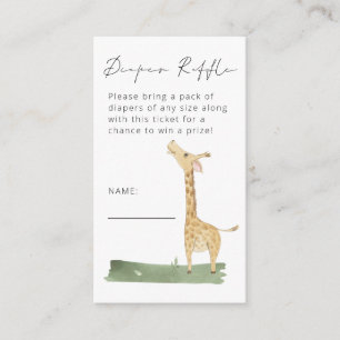 Cute Giraffe Script Diaper Raffle Baby Shower Enclosure Card
