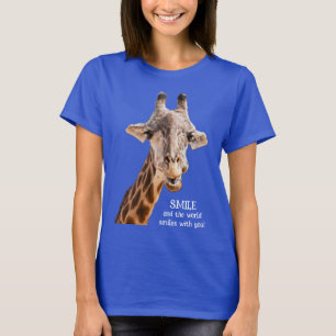 Cute Giraffe SMILE Modern Funny Quote T-Shirt