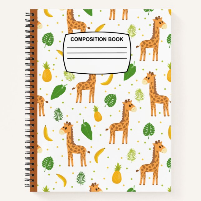 Cute giraffe spiral composition  notebook (Front)