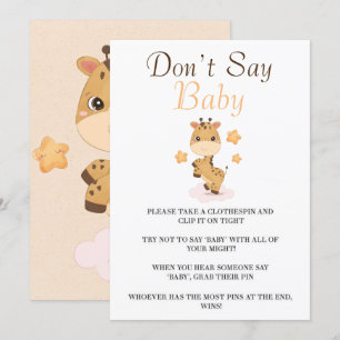 Cute Giraffe Stars Don’t Say Baby Cards