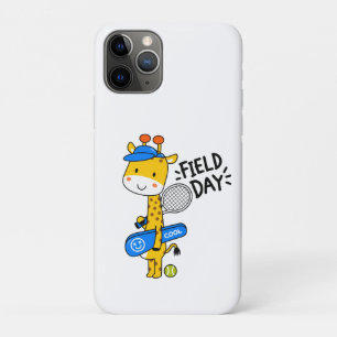 Cute Giraffe Tennis Field Day – Fun Sports Charact iPhone 11 Pro Case