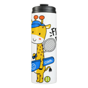 Cute Giraffe Tennis Field Day – Fun Sports Charact Thermal Tumbler