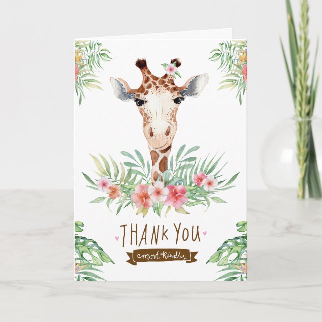 Cute Giraffe Thank You Card (Front)