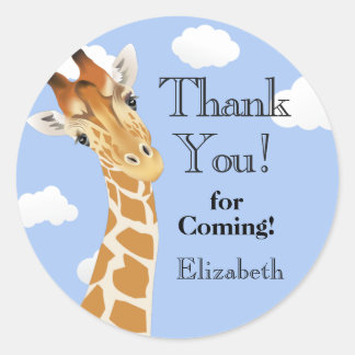 Cute Giraffe Thank You Classic Round Sticker