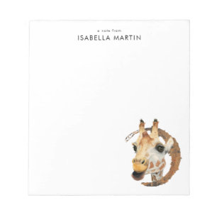 Cute Giraffe Watercolor   Add Your Name Notepad