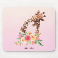 Cute Giraffe Watercolor Mom & Baby
