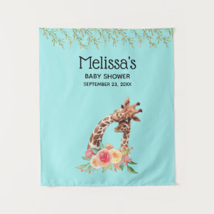 Cute Giraffe Watercolor Mum & Babe Baby Shower Tapestry