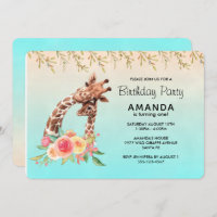 Cute Giraffe Watercolor Mum & Baby Birthday