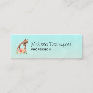 Cute Giraffe Watercolor Mum & Baby Mini Business Card