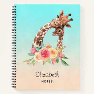 Cute Giraffe Watercolor Mum & Baby Notebook