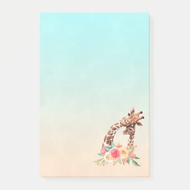 Cute Giraffe Watercolor Mum & Baby Post-it Notes (Front)