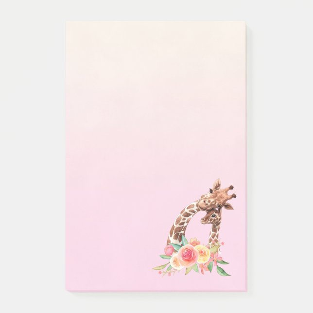 Cute Giraffe Watercolor Mum & Baby Post-it Notes (Front)