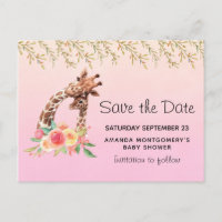 Cute Giraffe Watercolor Mum & Baby Save the Date