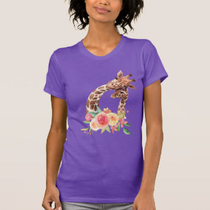 Cute Giraffe Watercolor Mum & Baby T-Shirt