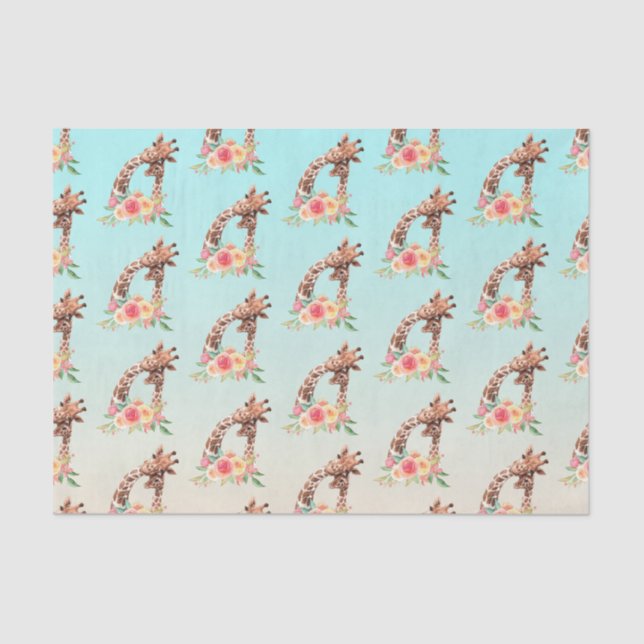 Cute Giraffe Watercolor Mum & Baby Tissue Paper (Front)
