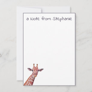 Cute Giraffe Watercolor with Dark Purple Fun Text Thank You Card