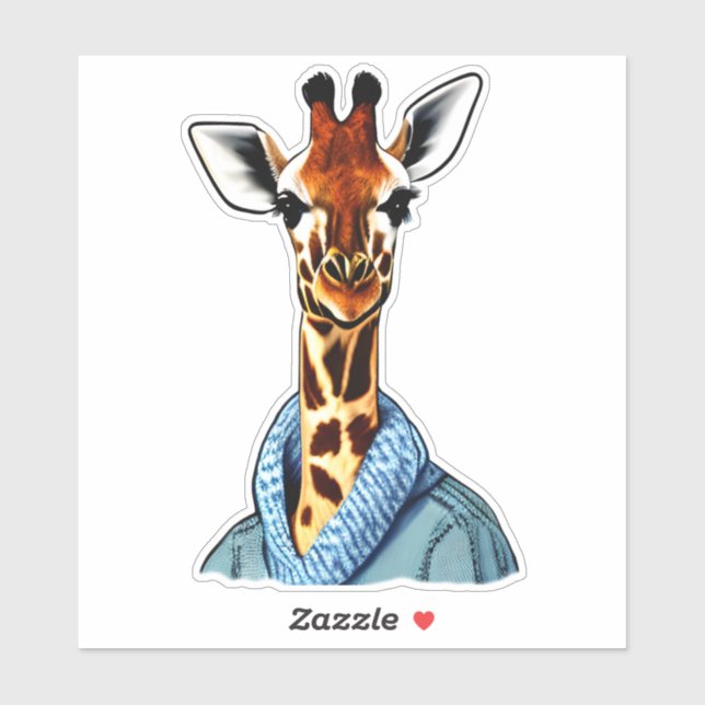 Cute Giraffe Wearing a Denim Jacket (Sheet)