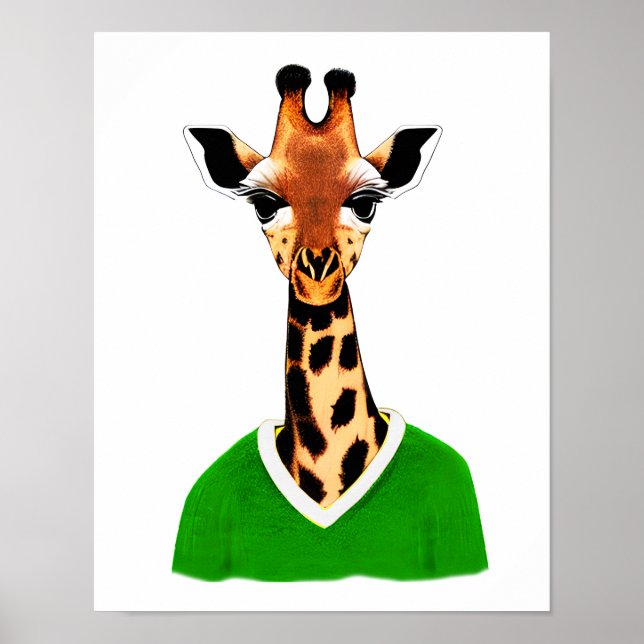 Cute Giraffe Wearing a Green Sweater Print  (Front)