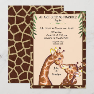 Cute Giraffe Wedding Renewal Vows Invitations