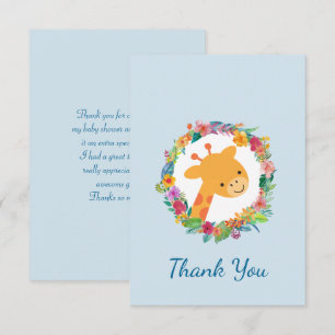Cute Giraffe with a Floral Wreath Party Thank You Invitation