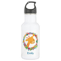 Cute Giraffe with a Floral Wreath Personalised