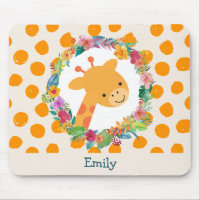 Cute Giraffe with a Floral Wreath Personalized