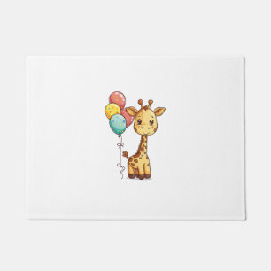 Cute Giraffe With Balloons Doormat