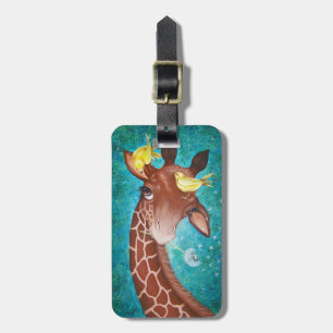 Cute Giraffe with Birds Luggage Tag