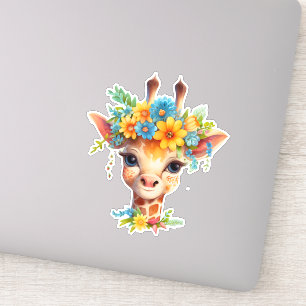 Cute Giraffe with Floral Crown