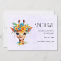 Cute Giraffe with Floral Crown