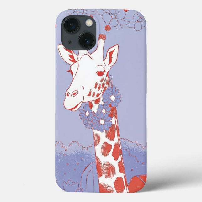 Cute giraffe with flowers lilac pop art  Case-Mate iPhone case (Back)