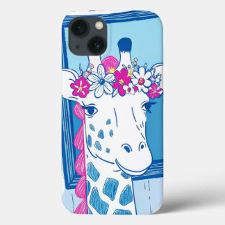 Cute giraffe with flowers pop art iPhone 13 case