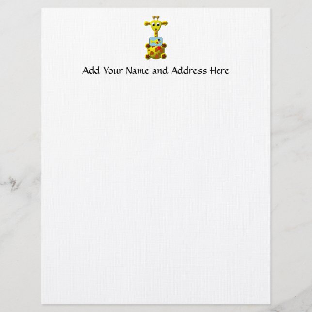 Cute Giraffe with Goldfish Letterhead (Front)
