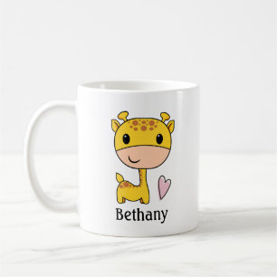 Cute Giraffe With Heart Pesonalized Coffee Mug