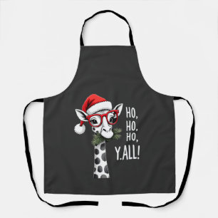 Cute Giraffe With Santa Hat Merry Xmas Giraffe Lov Apron