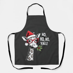 Cute Giraffe With Santa Hat Merry Xmas Giraffe Lov Apron
