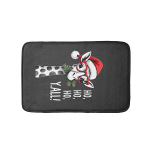 Cute Giraffe With Santa Hat Merry Xmas Giraffe Lov Bath Mat