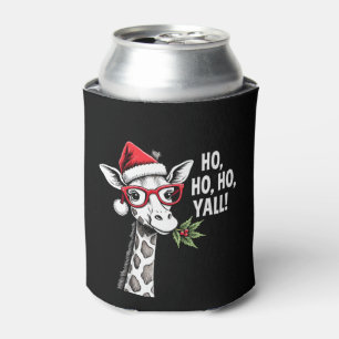Cute Giraffe With Santa Hat Merry Xmas Giraffe Lov Can Cooler