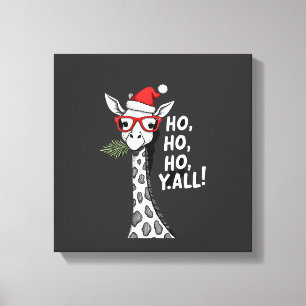 Cute Giraffe With Santa Hat Merry Xmas Giraffe Lov Canvas Print