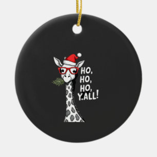 Cute Giraffe With Santa Hat Merry Xmas Giraffe Lov Ceramic Tree Decoration