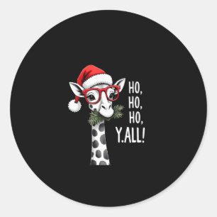 Cute Giraffe With Santa Hat Merry Xmas Giraffe Lov Classic Round Sticker