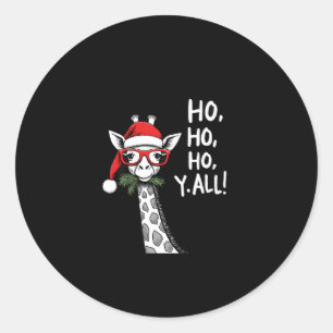 Cute Giraffe With Santa Hat Merry Xmas Giraffe Lov Classic Round Sticker