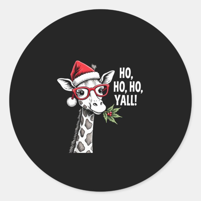 Cute Giraffe With Santa Hat Merry Xmas Giraffe Lov Classic Round Sticker (Front)