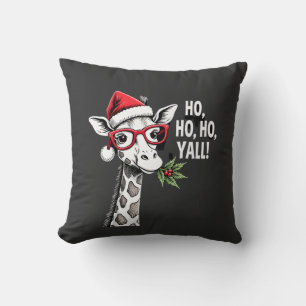 Cute Giraffe With Santa Hat Merry Xmas Giraffe Lov Cushion