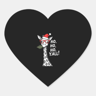 Cute Giraffe With Santa Hat Merry Xmas Giraffe Lov Heart Sticker