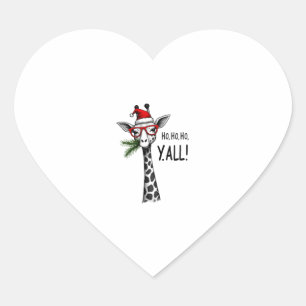 Cute Giraffe With Santa Hat Merry Xmas Giraffe Lov Heart Sticker