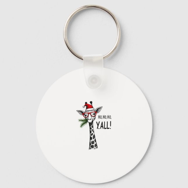 Cute Giraffe With Santa Hat Merry Xmas Giraffe Lov Key Ring (Front)