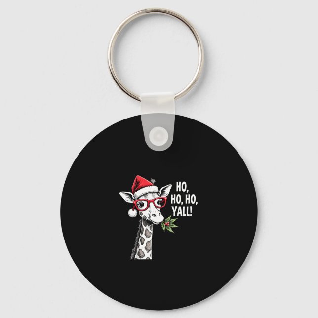 Cute Giraffe With Santa Hat Merry Xmas Giraffe Lov Key Ring (Front)